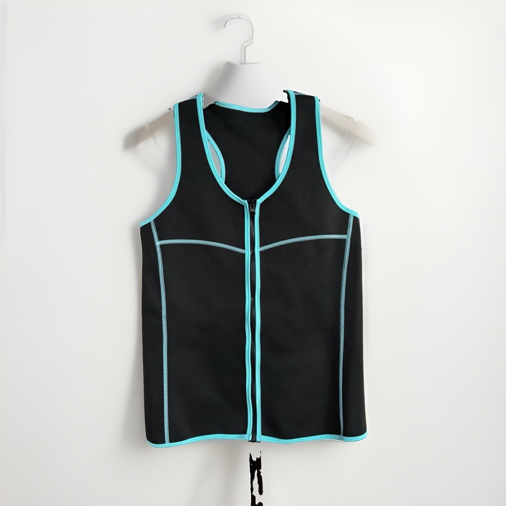 Crane Womens XL Sauna Vest Blue Black Stretch Full Zip Fitness Workout NWOT W201
